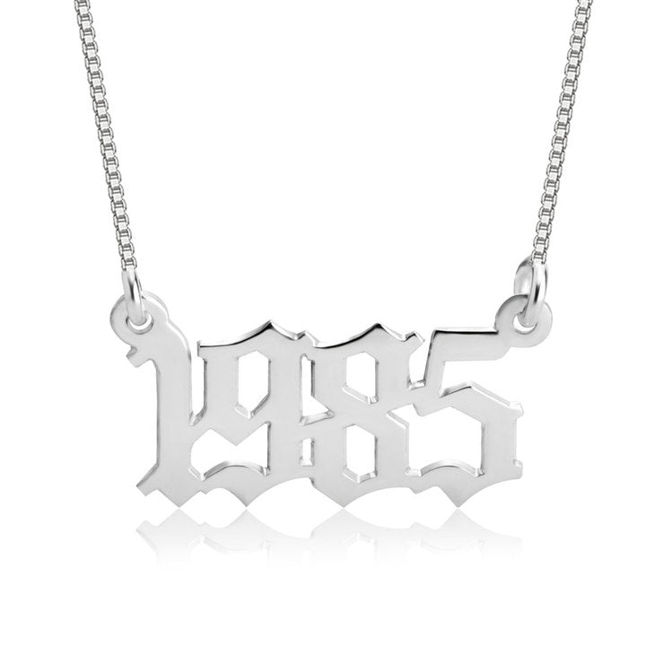 Old English Number Necklace