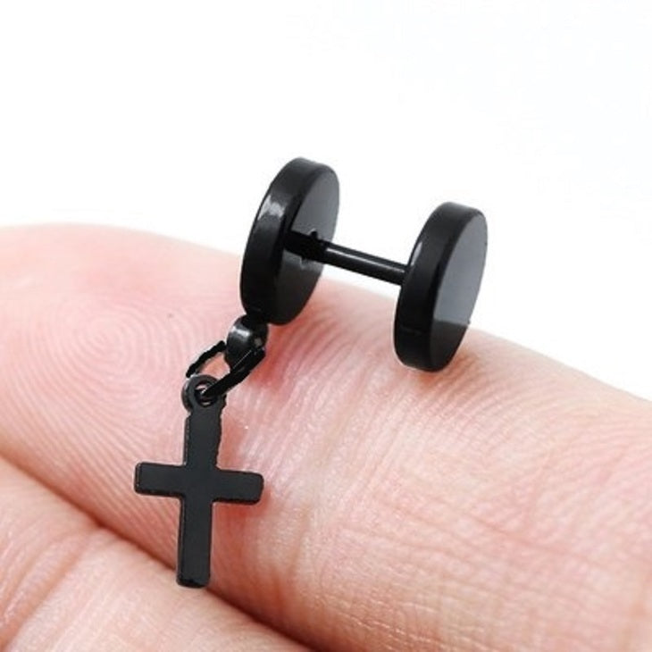 Dangle Black Cross Earrings