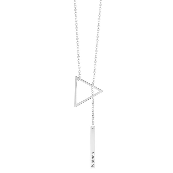 Engraved Hanging Bar & Triangle Necklace