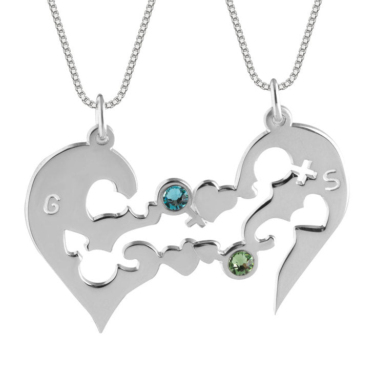 Half Heart Necklace with Birthstones