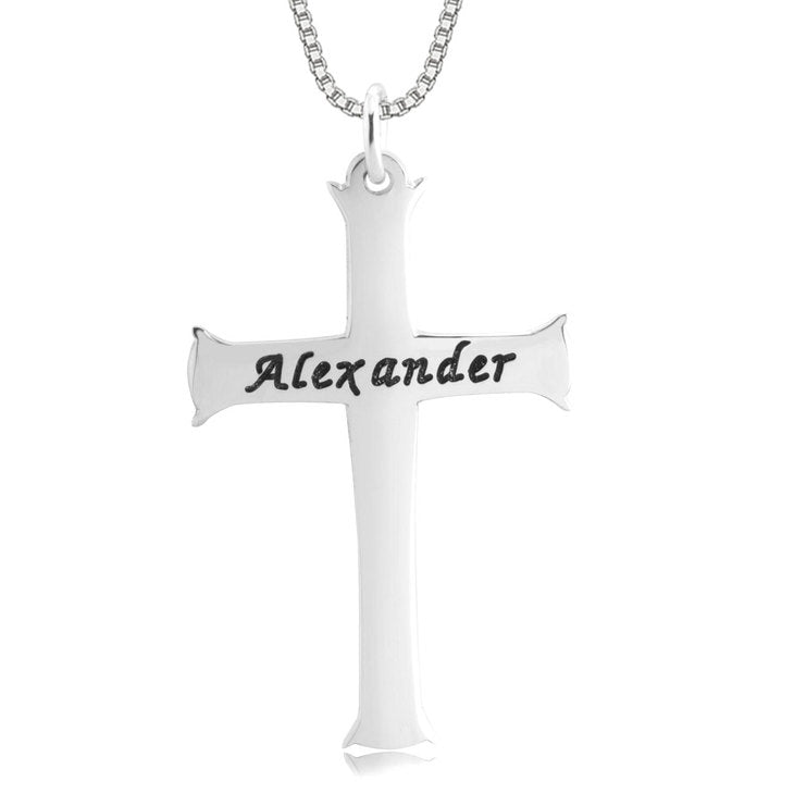 Engraved Unique Cross Necklace