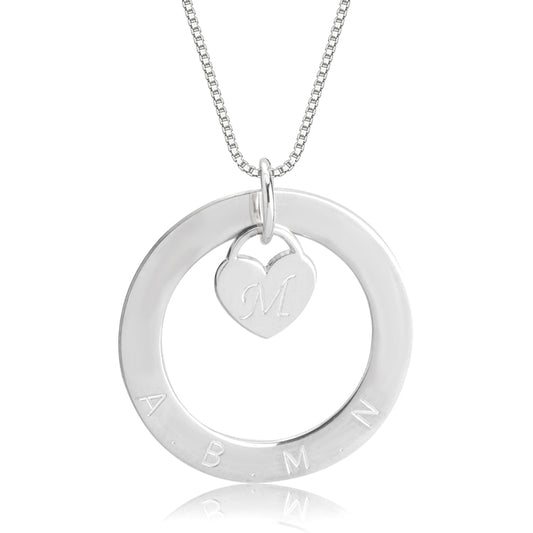 Personalized Disc Necklace with Inside Heart