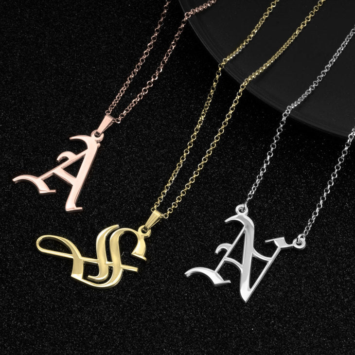 Gothic Initial Necklace