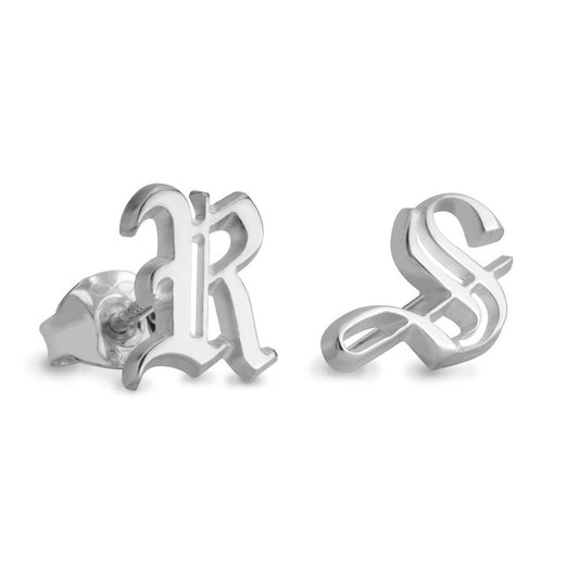 Gothic Initial Stud Earrings