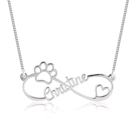 Infinity Dog Paw Necklace