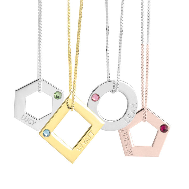 Geometric Shape Engraved Necklace
