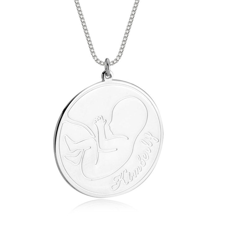 Embryo Shape Engraved Necklace