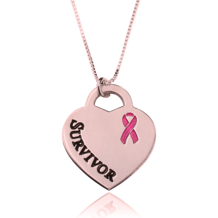 Survivor Breast Cancer Heart Necklace