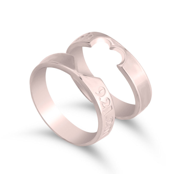 Personalized Heart Cutout Ring Set