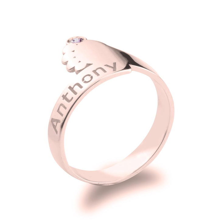 Baby Feet Ring with Birthstone