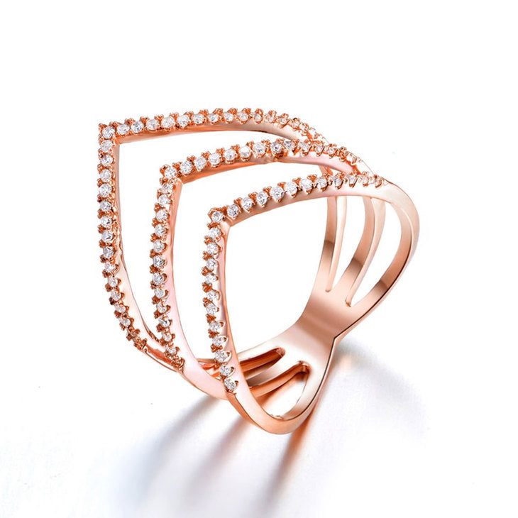 Cubic Zirconia Chevron Ring