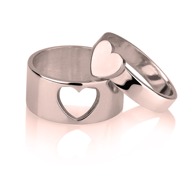 Matching Couple Heart Rings
