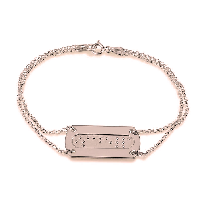 Double Chain Braille Bar Bracelet