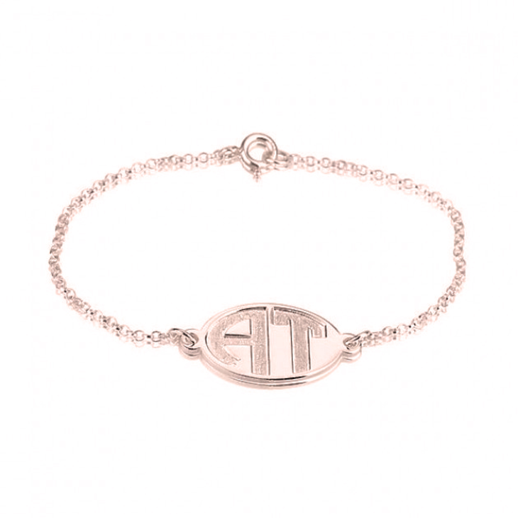 Block Letter Engraved Monogram Bracelet
