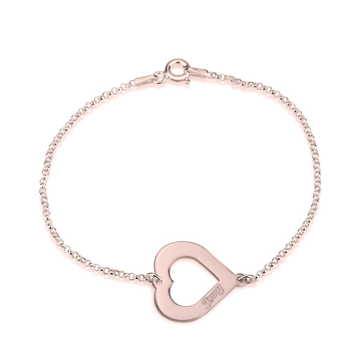 Cut Out Heart Engraved Bracelet