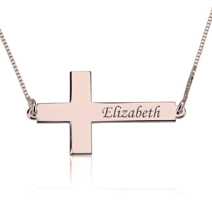 Sideways Cross Name Necklace