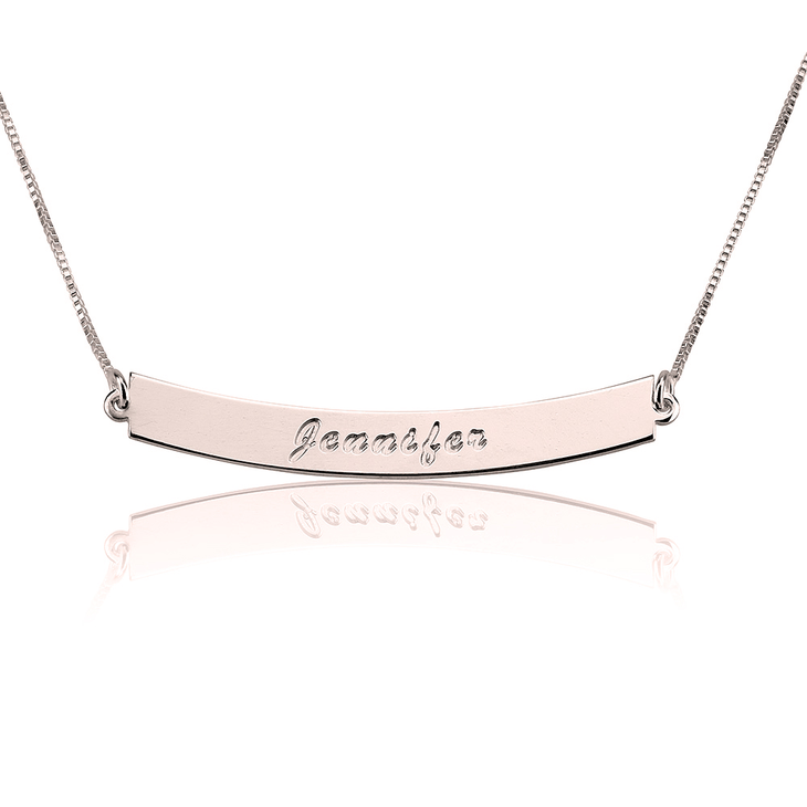 Curved Bar Necklace with Name