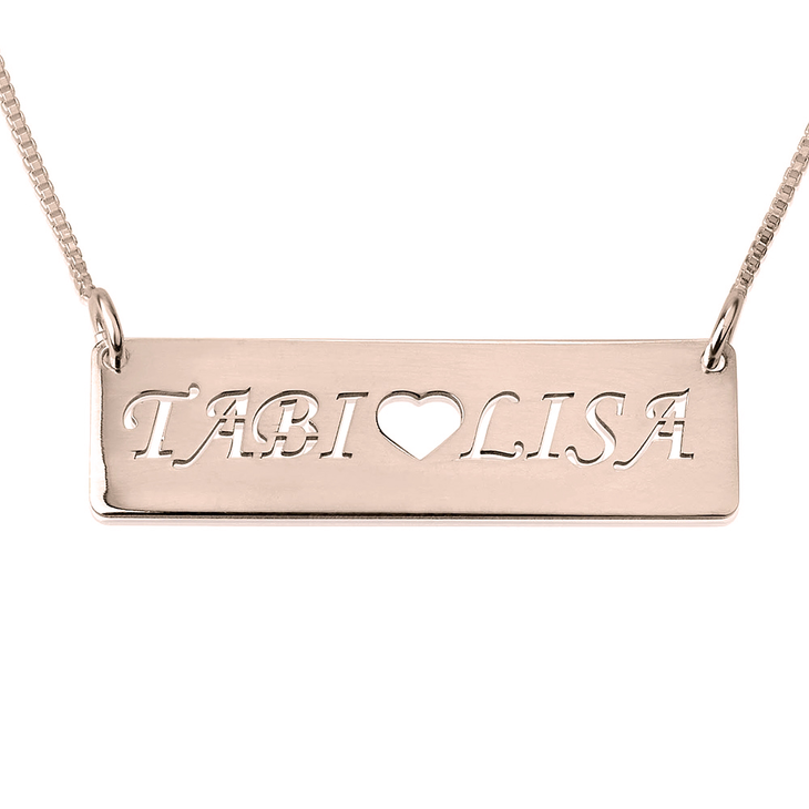 Bar Necklace With Two Cut Out Names
