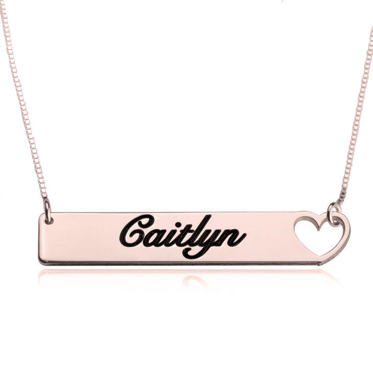Cut Out Heart Bar Necklace