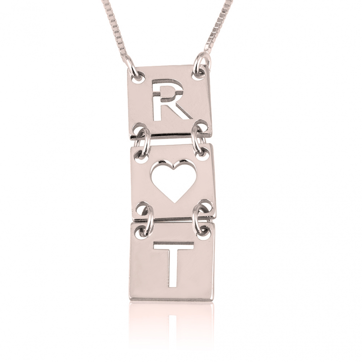 Stacked Cut Out Initials Necklace