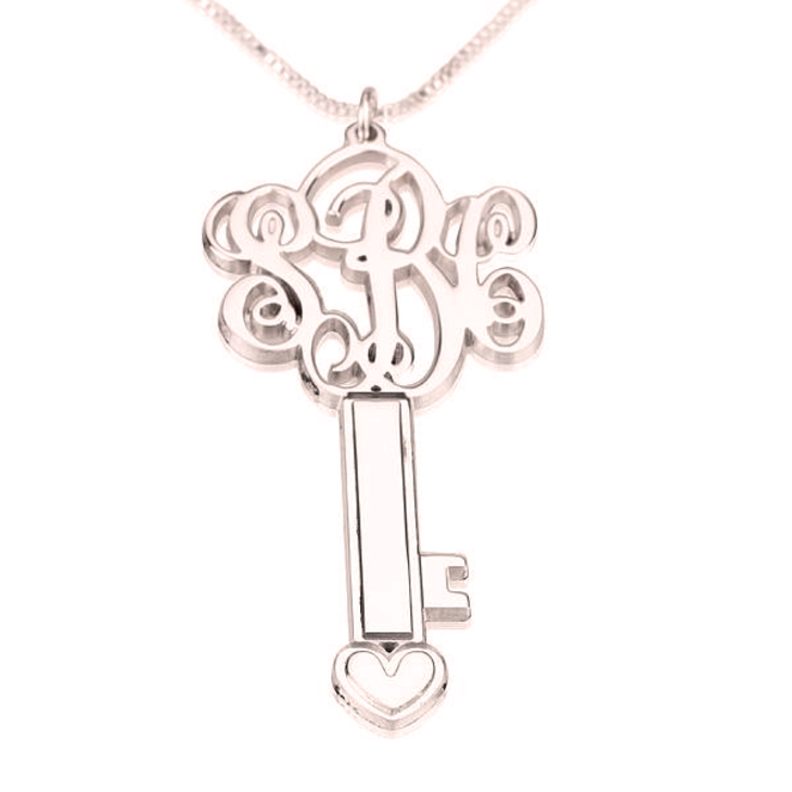 3 Initial Key Monogram Necklace