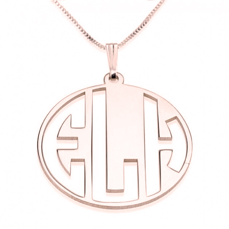 Block Letters Cut Out Monogram Necklace