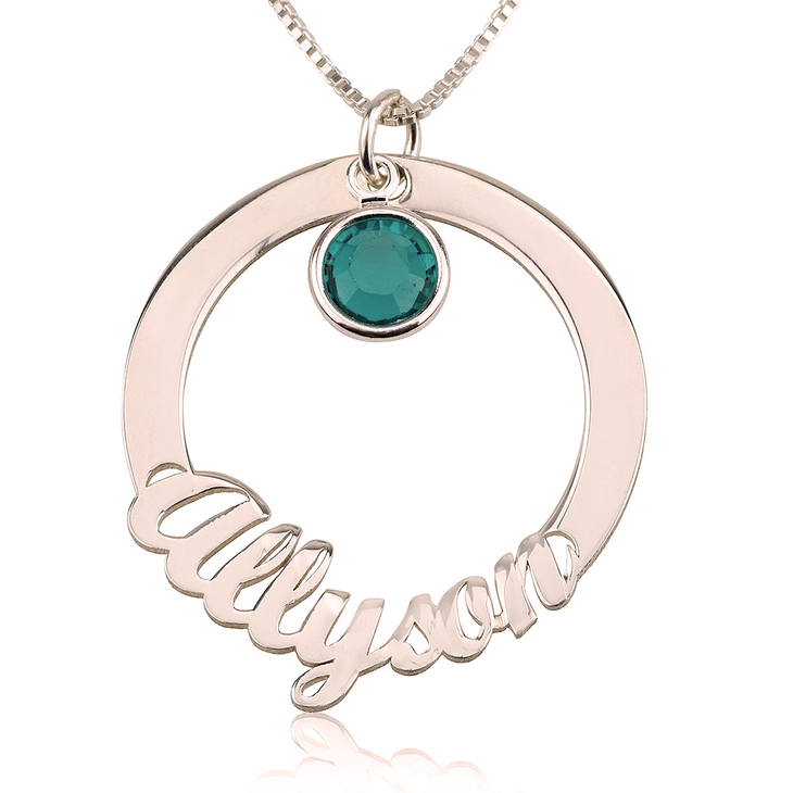 Circle Name Necklace with Swarovski