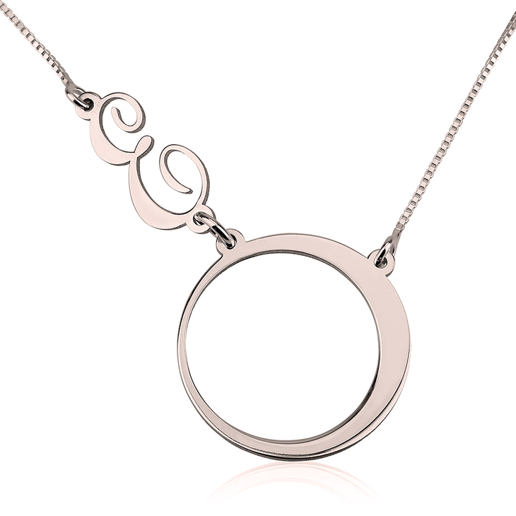 Circle Sideways Initial Necklace