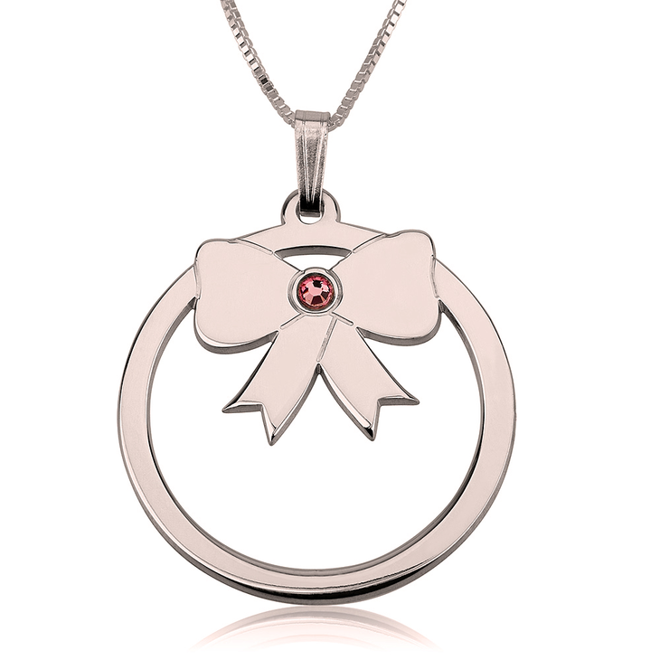 Birthstone Bow Necklace