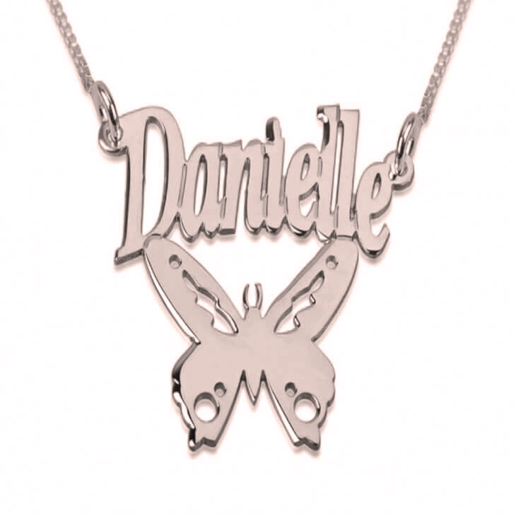 Name Necklace with Butterfly