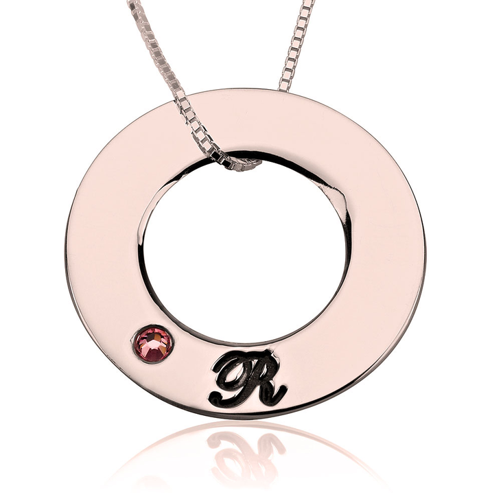 Family Initials Birthstone Necklace