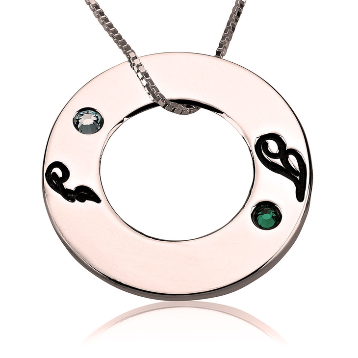Family Initials Birthstone Necklace