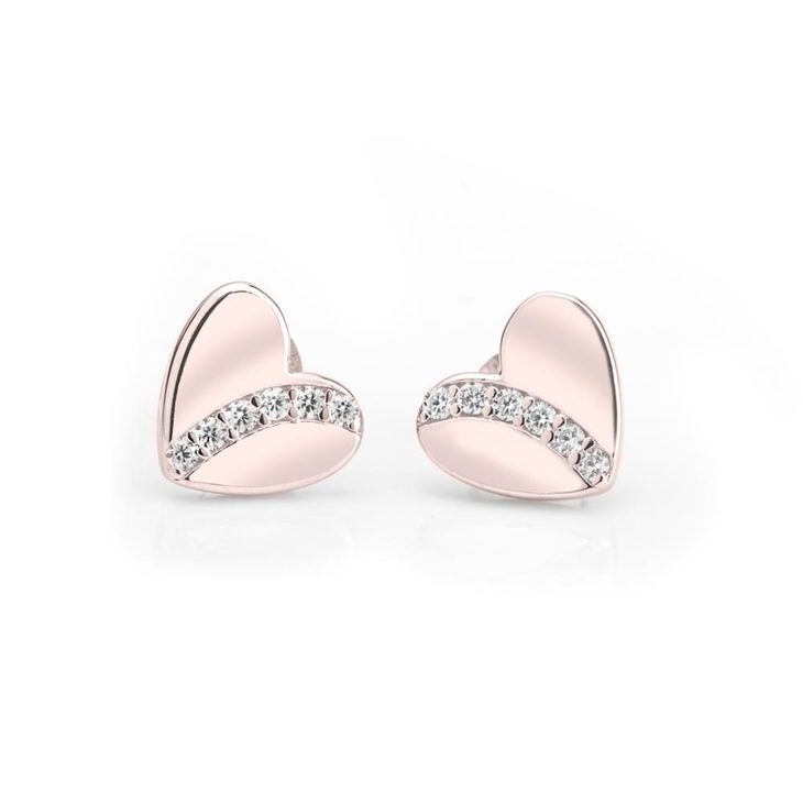 Cubic Zirconia Heart Stud Earrings