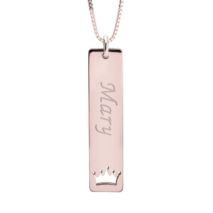 Vertical Name Bar Necklace With Symbol