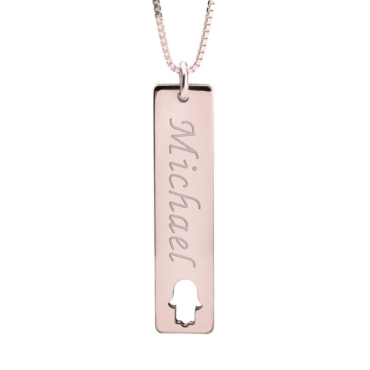 Vertical Name Bar Necklace With Symbol