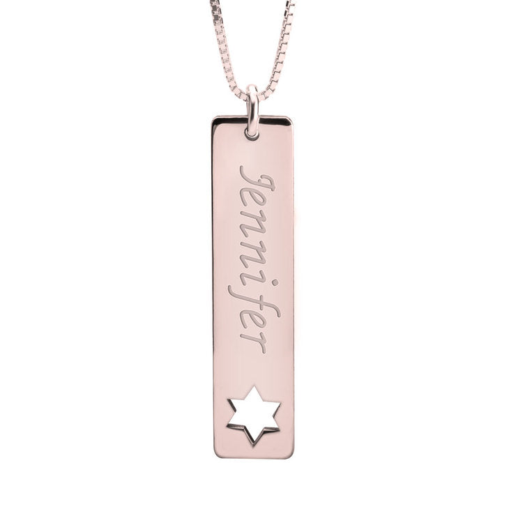 Vertical Name Bar Necklace With Symbol