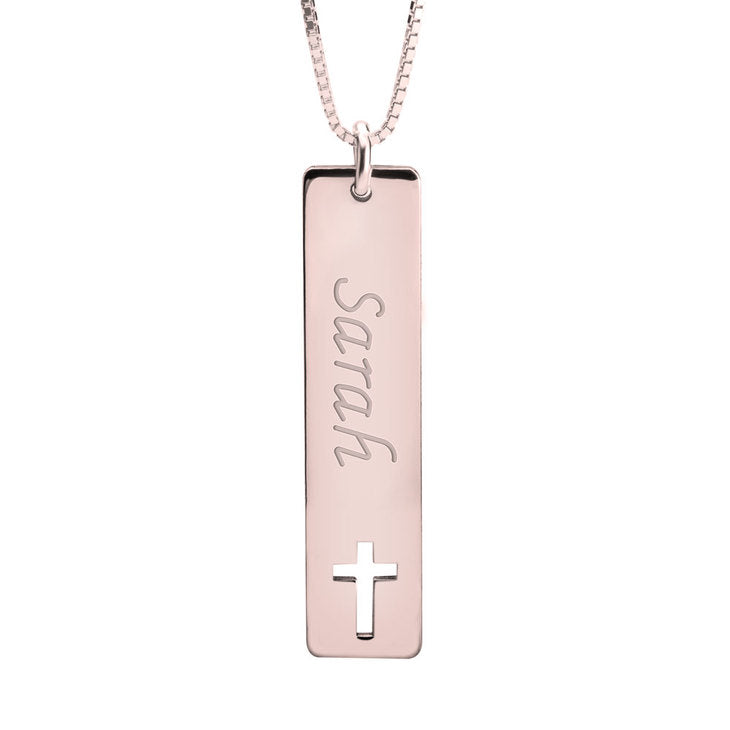 Vertical Name Bar Necklace With Symbol