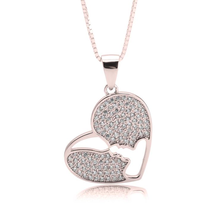 Love Heart Necklace With Zirconia