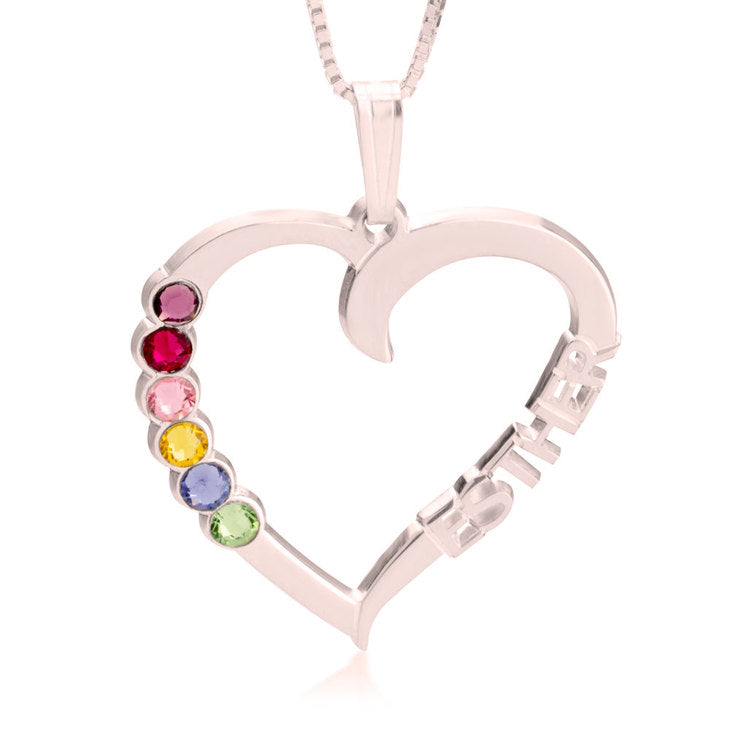 Heart Shaped Pendant With Birthstones