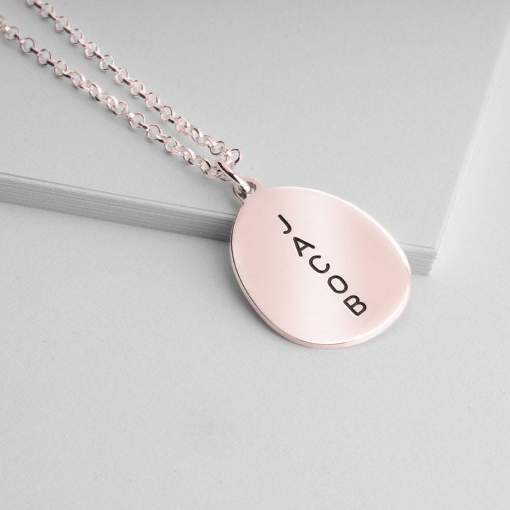Engraved Oval Necklace