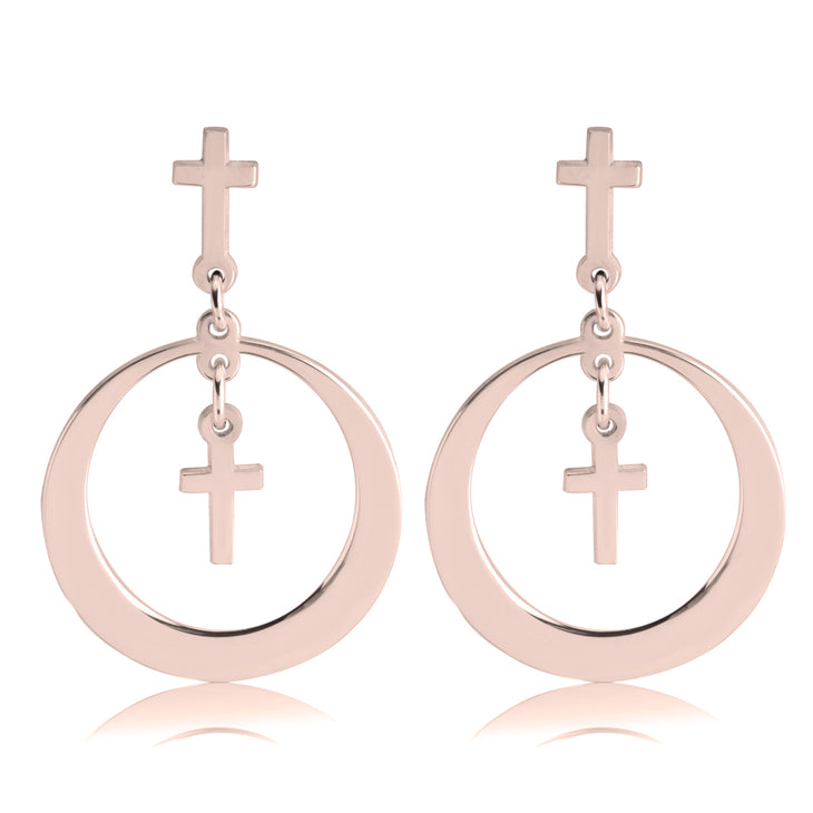 Double Cross Hoop Earrings