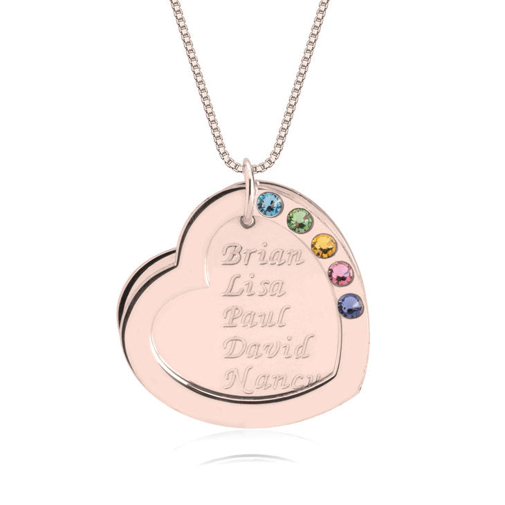 Heart Birthstone Mother Necklace