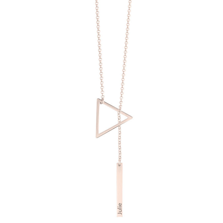 Engraved Hanging Bar & Triangle Necklace