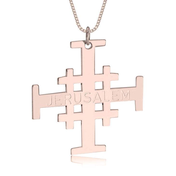 Engraved Jerusalem Cross Necklace