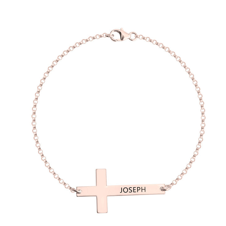 Engraved Cross Bracelet
