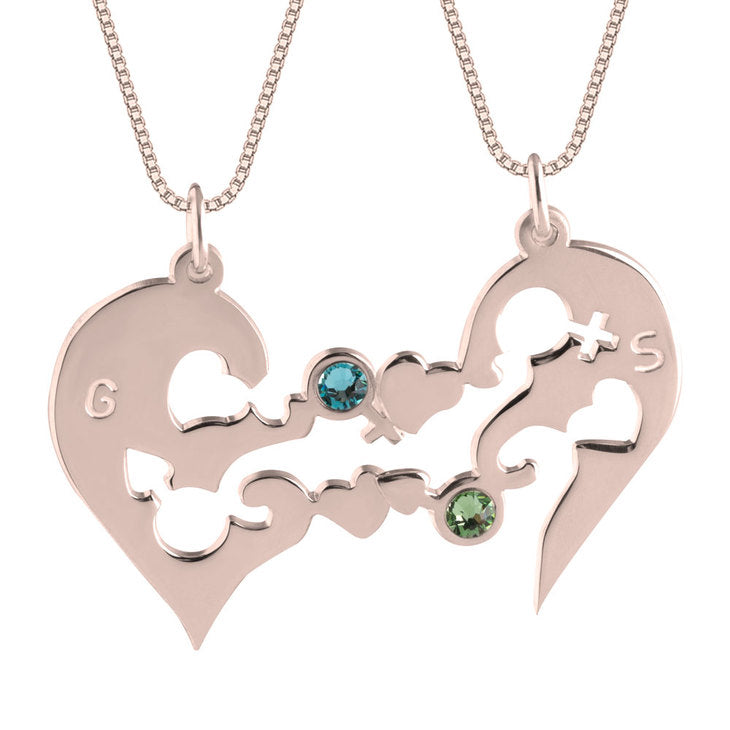 Half Heart Necklace with Birthstones