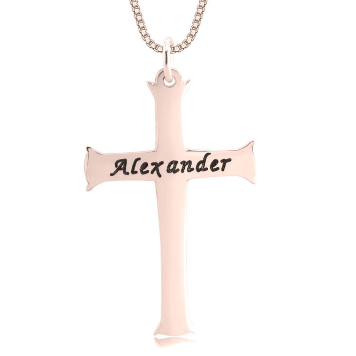 Engraved Unique Cross Necklace
