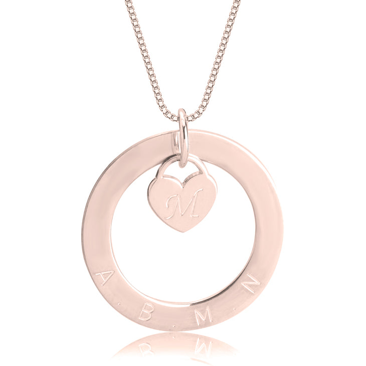Personalized Disc Necklace with Inside Heart