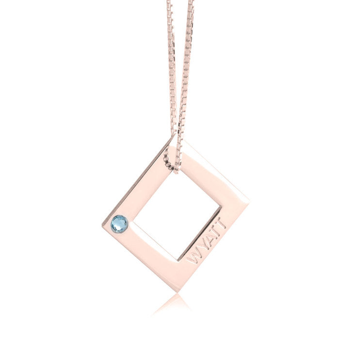 Geometric Shape Engraved Necklace