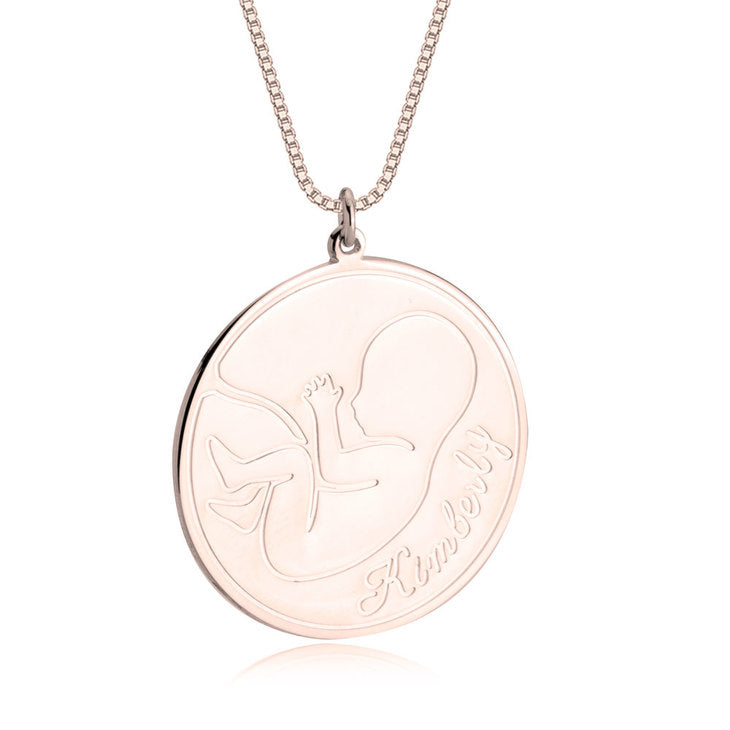 Embryo Shape Engraved Necklace